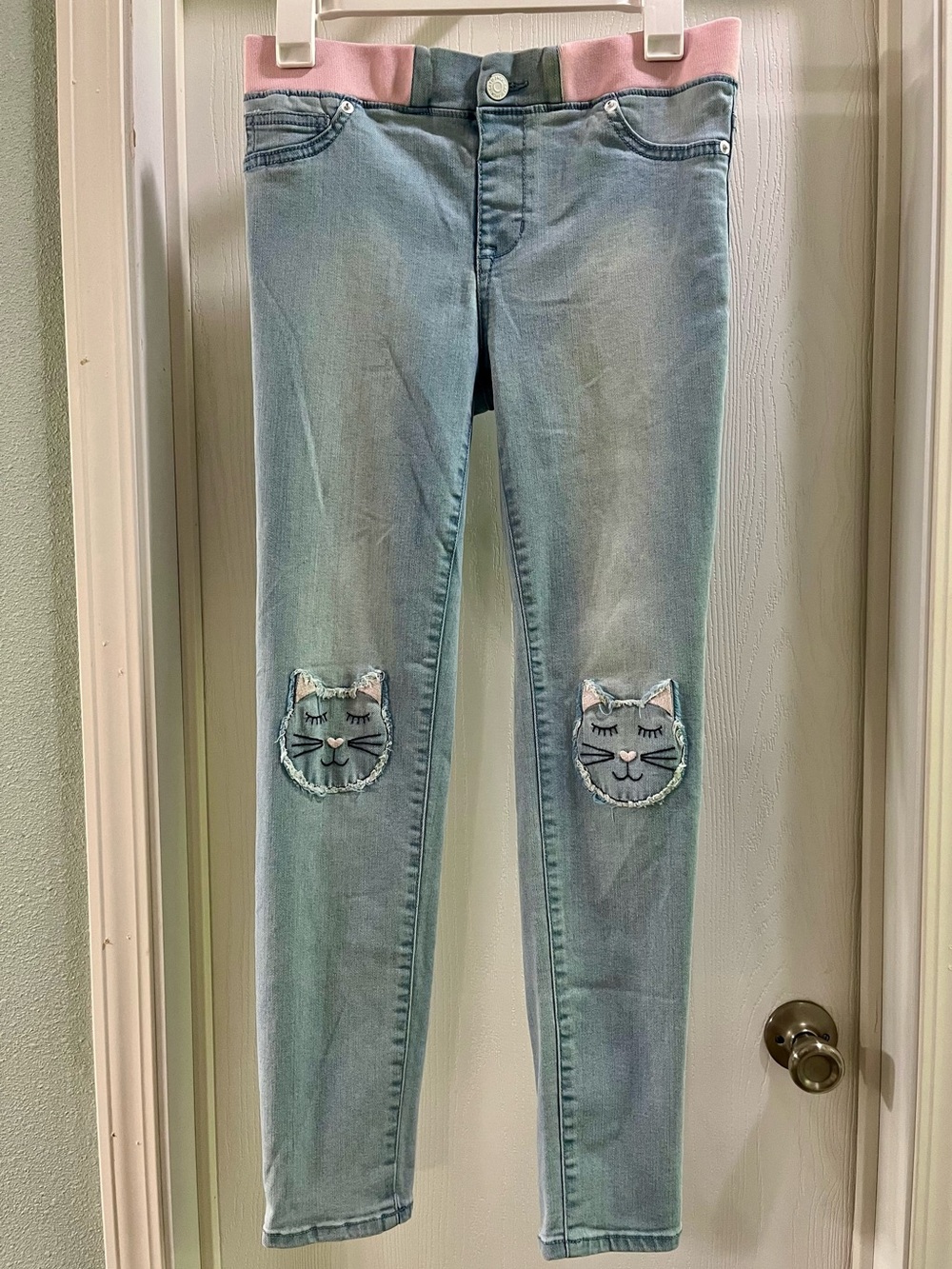 Cat & Jack Light Blue Skinny Jeans with Pink Waistband